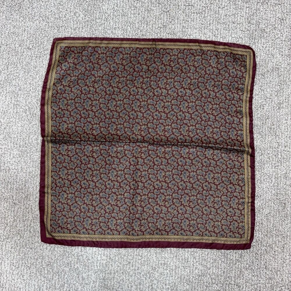 Vintage Ashear Silk Pocket Square Mens Paisley Hand Rolled Italy Dressy